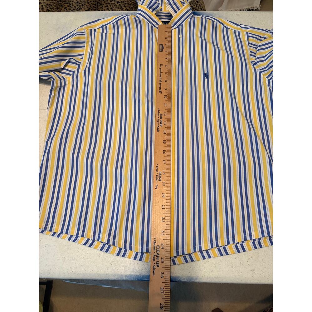 Ralph Lauren Upcycled Ruffle Collar Striped Button Down Shirt 15.5 32/33 - Picture 5 of 9